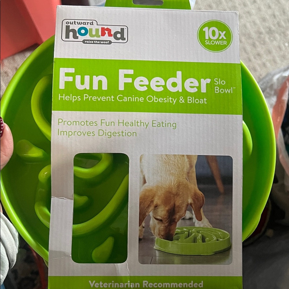 Outward Hound Green Fun Feeder Bowl